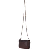 Vintage Mini Leather Cross Body Shoulder Bag With Chain Strap Brandy  – G27