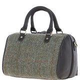 Ashwood Leather & Harris Tweed® Cloth Medium Barrel Bag Brown/Green: TW-62-09-BG