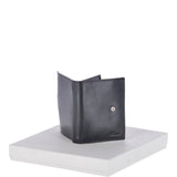 Vegetable Tanned Flip Side 6 card, ID & Coins Dual Bill fold Tab Leather Wallet Black : 1246-VT
