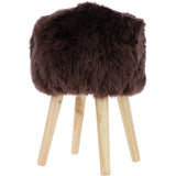 New Zealand Sheepskin Stool Chocolate: SHORT SHEEPSKIN STOOL