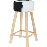Stylish Ashwood Stool with Black and White Upholstered Seat: M-7646