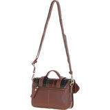 Ashwood Leather & Harris Tweed® Cloth Small Satchel Bag with Twist Lock Tan/Green/Red: TW-33-08-TR