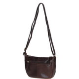 Leather Compact Crossbody Bag Brown: Naomi