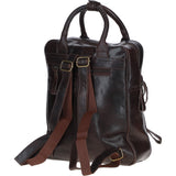 Compact Leather Backpack with Front Zip Pockets Brown: TL-006