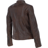 Leather Biker Jacket Aq Brown: G 2131
