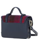 Ashwood Leather & Harris Tweed® Cloth Mini Satchel Bag with Twist Lock Navy/Pink: TW-32-06-NP