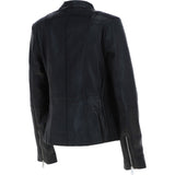 Real Leather Biker Style Jacket with Mandarin Collar Black: AWL-Kate