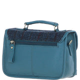 Ashwood Leather & Harris Tweed® Cloth Small Satchel Bag Teal/Navy: TW-67-16-TN