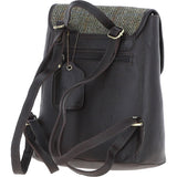 Ashwood Leather & Harris Tweed® Cloth Compact Backpack Brown/Green: TW-65-09-BG