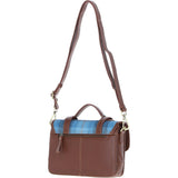 Ashwood Leather & Harris Tweed® Cloth Medium Satchel Bag with Twist Lock Tan/LT Blue: TW-34-05-TB