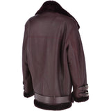Womens Oversized Sheepskin Flying Biker Jacket Bordeaux: KB-20091