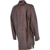 Womens Single Breasted Oversized Leather Coat Mid Brown/app: IVONNE 2
