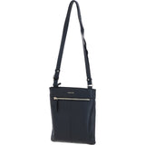 Exquisite Genuine Leather Crossbody Flat Bag with Golden Accents Black: 64255