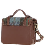 Ashwood Leather & Harris Tweed® Cloth Mini Satchel Bag with Twist Lock Tan/Mcload: TW-32-02-TM