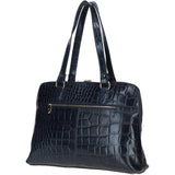 Women’s Large Croc Finish Leather Bag Navy/croc: 22-064/R