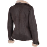 Womens Luxury Shearling Jacket Brown/Cream: P-47