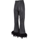 Women's Duck Feather Flared 60's Leather Jeans  Black: DUCK JEANS