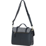 Ashwood Leather & Harris Tweed® Cloth Large Satchel Bag with Twist Lock Black/White: TW-35-12-BW