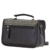 Ashwood Leather & Harris Tweed® Cloth Small Satchel Bag Brown/Green: TW-67-09-BG