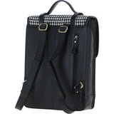 Ashwood Leather & Harris Tweed® Cloth Large Backpack with Twist Lock Black/White: TW-38-12-BW