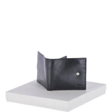 Vegetable Tanned 8 Card, ID & Coins & Zip Billfold Tab Leather Wallet Black : 1258-VT