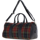 Ashwood Leather & Harris Tweed® Cloth Large Holdall Black/Green/Red: TW-47-07-BR