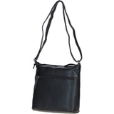 Practical Extending Pocket Leather Shoulder Bag Black: Donegal