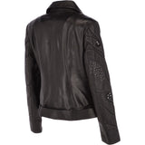 Ladies Vegetable Tanned Leather Studded Biker Jacket: Z 158