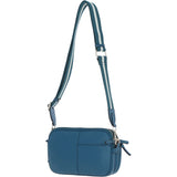 Compact Twin Zip Ashwood Leather Crossbody Bag Teal: X-35