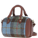 Ashwood Leather & Harris Tweed® Cloth Small Barrel Bag Tan/Mcload: TW-61-02-TM