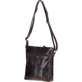 Compact Leather Messenger Bag with Front Buckle Pocket Brown: TL-005