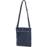 Genuine Leather Crossbody x Shoulder Bag with Golden Accents Dark Blue: 64239