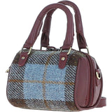 Ashwood Leather & Harris Tweed® Cloth X-Small Barrel Bag Wine/Mcload: TW-60-17-WM