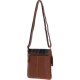 Ashwood Leather & Harris Tweed® Cloth Twist Lock Crossbody Bag Tan/Green/Red: TW-31-08-TR