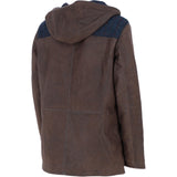 Ashwood Leather x Harris Tweed Men’s Hooded Casual Jacket Brown/Navy: TW-905-011-BN
