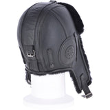 Classic Sheepskin Leather Pilot Hat Black: 041K