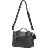 Ashwood Leather & Harris Tweed® Cloth Medium Satchel Bag with Twist Lock Brown/Mcload: TW-34-01-BM