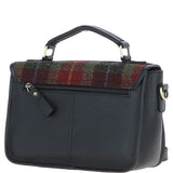 Ashwood Leather & Harris Tweed® Cloth Satchel Bag Black/Green/Red: TW-68-07-BR