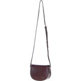 Real Leather Saddle Crossbody Bag Burgundy: 63753