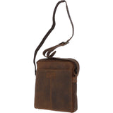 Tablet Friendly Medium Vintage Leather Body Bag Tan: Paddy