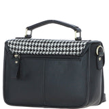 Ashwood Leather & Harris Tweed® Cloth Satchel Bag Black/White: TW-68-12-BW