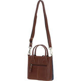 Ashwood Leather & Harris Tweed® Cloth Handbag with Removable Crossbody Strap Tan/Navy: TW-21-011-TN