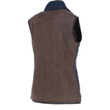 Ashwood Women's Country Tweed Check Waistcoat with Leather Trim Brown/Navy: TW-702-11-BN