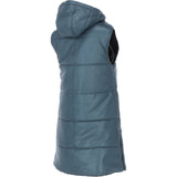 Ashwood Leather Long Gilet with Detachable Hood Grey: Gillet Long