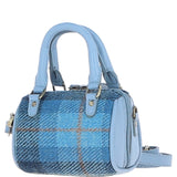 Ashwood Leather & Harris Tweed® Cloth X-Small Barrel Bag Blue/Lt-Blue: TW-60-19-BB