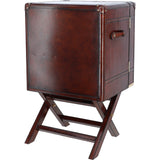 Luxury Genuine Leather Bar Cabinet Chestnut: LF-153