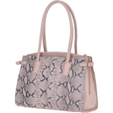 Suede Snake Print Long Handled Three Section Shoulder Bag Pink – 62676