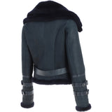 Womens Aviator Shearling Leather Jacket Ombre Blue: KB-451 DC