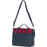 Ashwood Leather & Harris Tweed® Cloth Large Satchel Bag with Twist Lock Navy/Pink: TW-35-06-NP