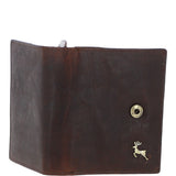 Women's Vintage Wash Leather Wallet Purse Brandy : G-41